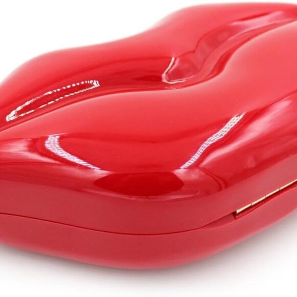 Women Acrylic Lips-shaped Evening Bags Purses Clutch Vintage Banquet Handbag Red - Picture 6 of 7